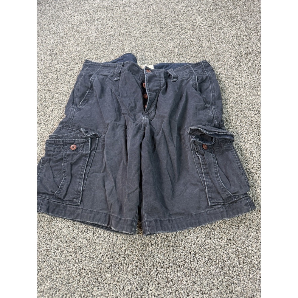 Vintage Y2K Hollister Cargo Shorts Men's Size 36 Blue Button Fly Preppy